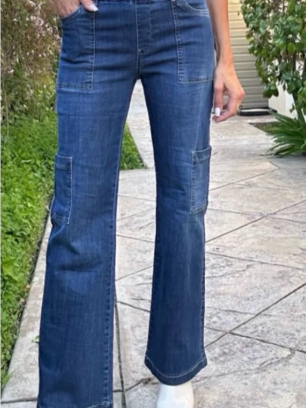 BEVY FLOG Dark Blue Flare Utility Jeans
